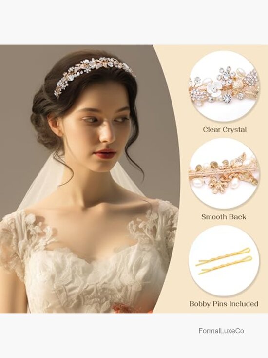 Handmade Crystal Rhinestone Bridal Headband Pearl Wedding Hair Accessory main image 5